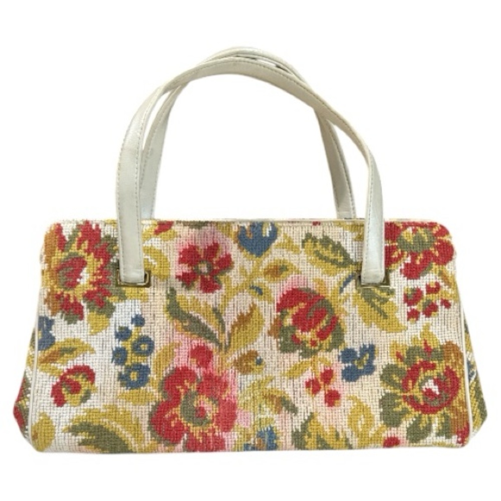 Vintage 60's Fashions by Margolin Carpet Tapestry Handbag Floral Multi-Colored - Picture 3 of 12